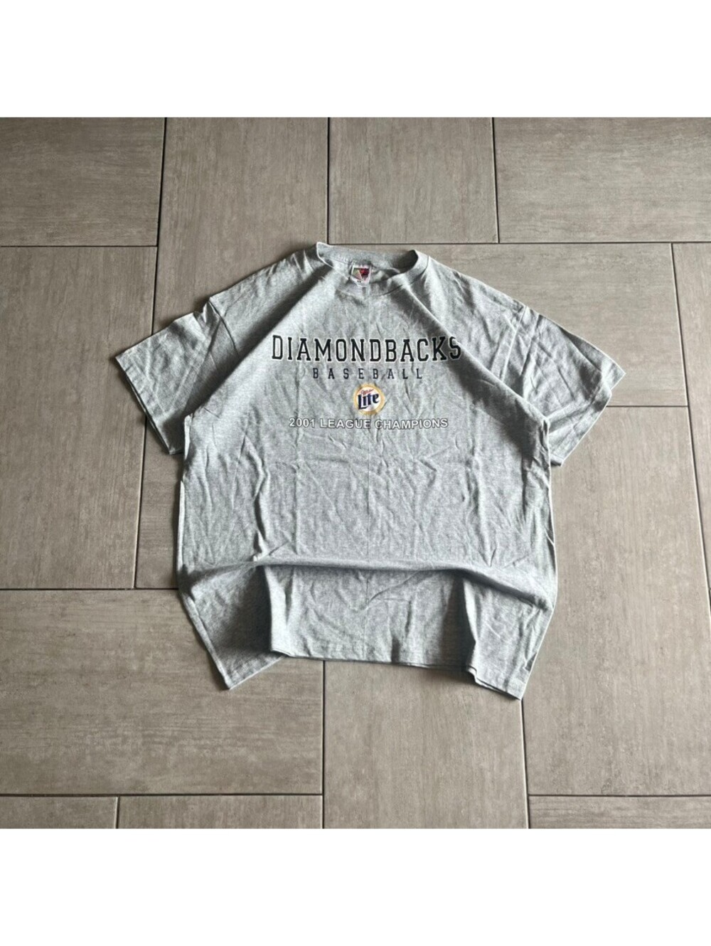 Fruit of the Loom XL Diamondbacks Baseball Tee Gray Graphic Shirt